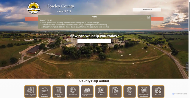 Security scan screenshot of https://www.cowleycountyks.gov/