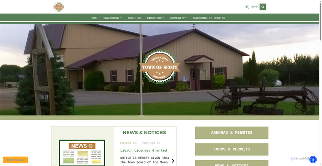 Security scan screenshot of https://townofscottlincolnwi.gov/