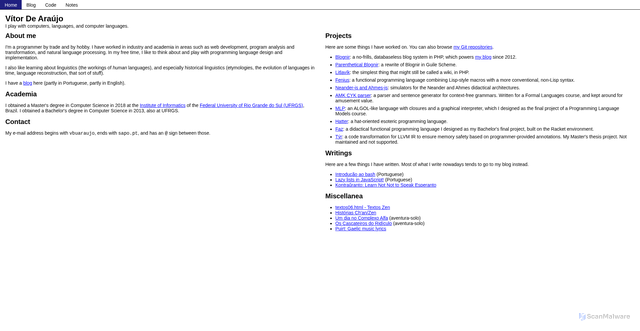 Security scan screenshot of https://elmord.org