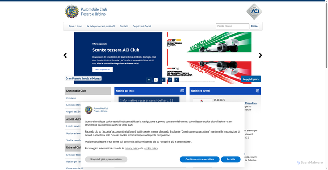 Security scan screenshot of https://pesarourbino.aci.it/