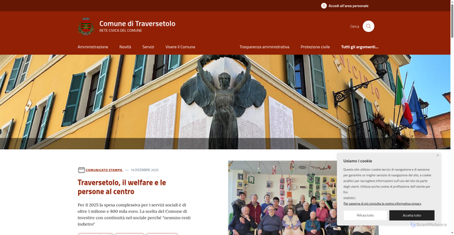 Security scan screenshot of https://www.comune.traversetolo.pr.it/
