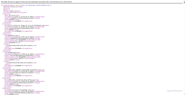 Security scan screenshot of https://kia-almotores.s3.amazonaws.com