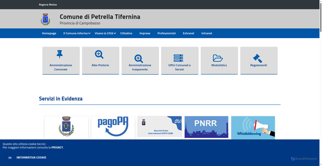 Security scan screenshot of https://www.comune.petrellatifernina.cb.it
