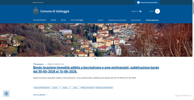 Security scan screenshot of https://www.comune.valduggia.vc.it