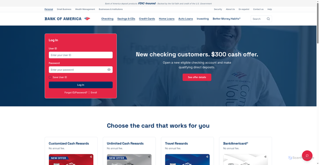 Security scan screenshot of http://bankofamerica-uscom.vercel.app/