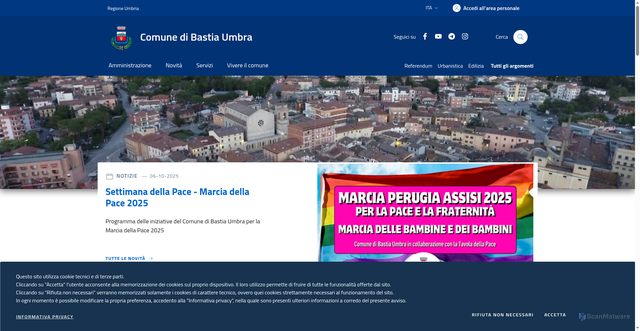 Security scan screenshot of https://www.comune.bastia.pg.it/