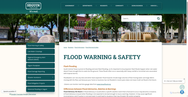 Security scan screenshot of https://www.seguintexas.gov/1498/Flood-Warning-Safety