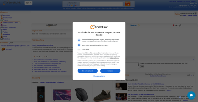 Security scan screenshot of https://my.earthlink.net