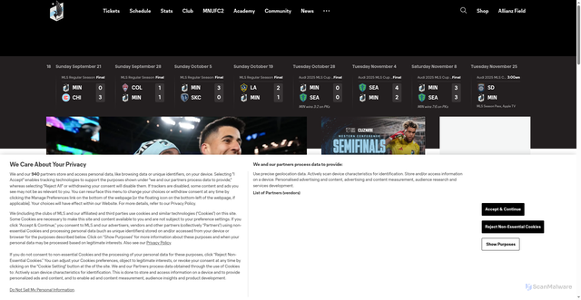Security scan screenshot of https://www.mnufc.com/