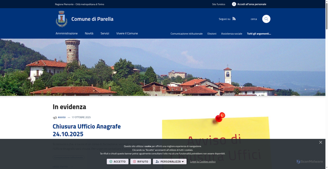 Security scan screenshot of https://www.comune.parella.to.it/it-it/home