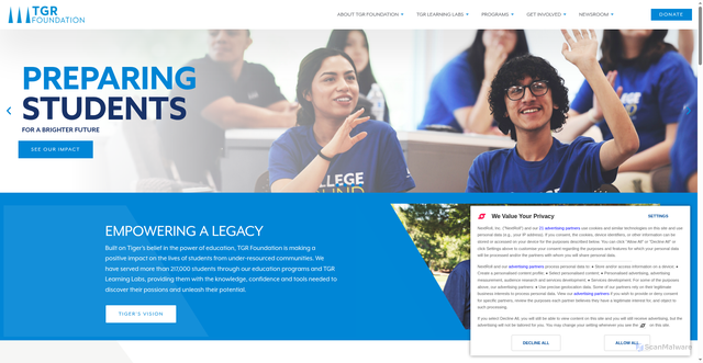 Security scan screenshot of https://tgrfoundation.org/