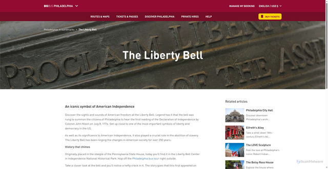 Security scan screenshot of https://www.bigbustours.com/en/philadelphia/philadelphia-landmarks-liberty-bell