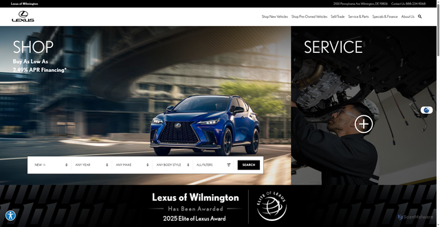 Security scan screenshot of https://www.lexusofwilmington.com