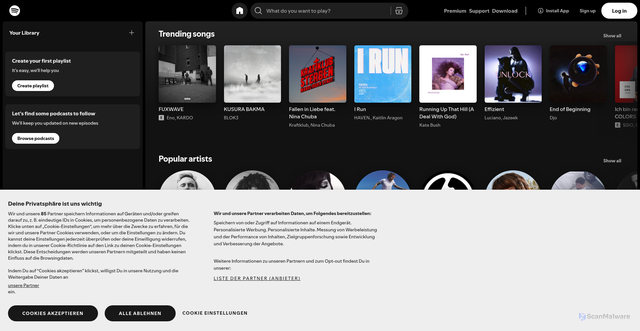 Security scan screenshot of https://www.spotify.com/