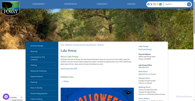 Security scan screenshot of https://poway.org/401/Lake-Poway