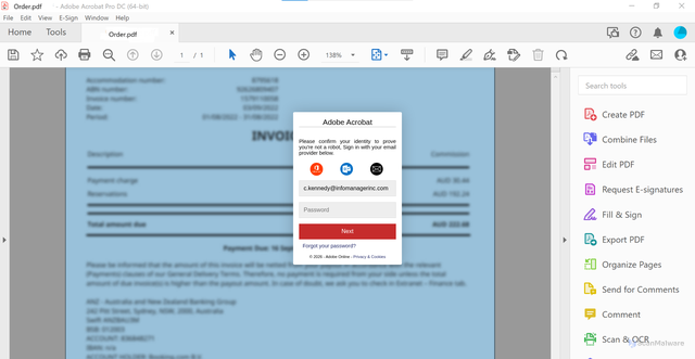 Security scan screenshot of https://ver-pass.global.ssl.fastly.net/#c.kennedy@infomanagerinc.com