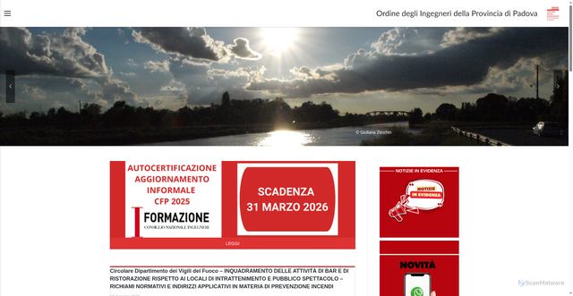 Security scan screenshot of https://www.pd.ordineingegneri.it/