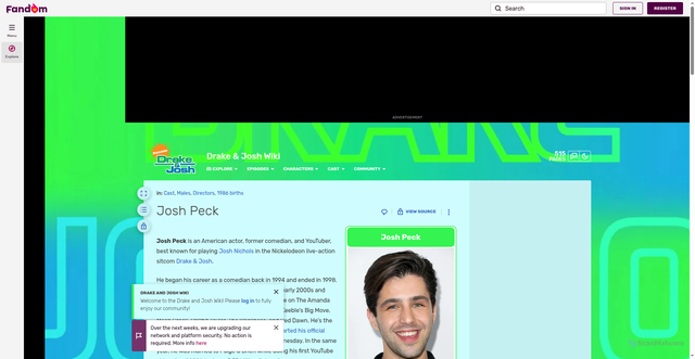 Security scan screenshot of https://drakeandjosh.fandom.com/wiki/Josh_Peck
