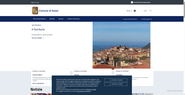 Security scan screenshot of https://www.comune.sezze.lt.it/