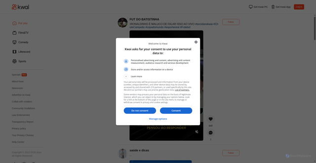 Security scan screenshot of https://www.kwai.com