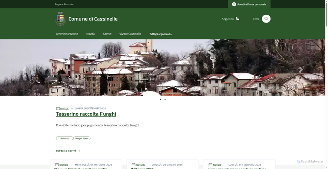Security scan screenshot of https://www.comune.cassinelle.al.it/