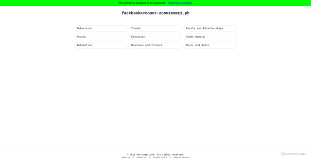 Security scan screenshot of facebookaccount-zoomzoomz1.ph