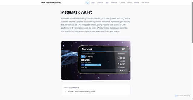 Security scan screenshot of https://metamaskwallet.to