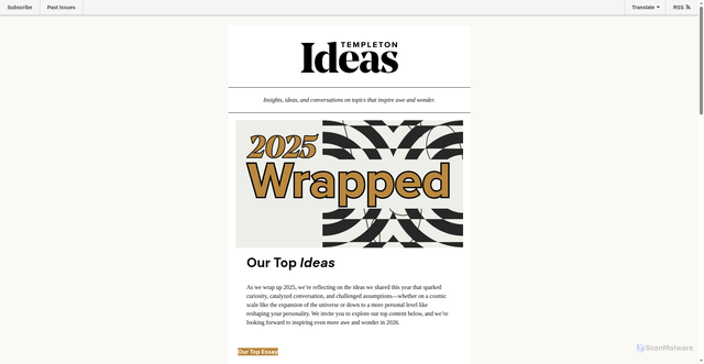 Security scan screenshot of https://mailchi.mp/templeton.org/templetonideas_20251231?e=9a9b26aac6