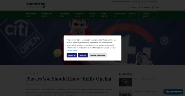 Security scan screenshot of https://topnotchtennistours.com/blog/players-you-should-know-opelka