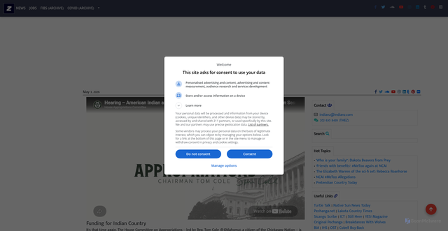 Security scan screenshot of https://indianz.com