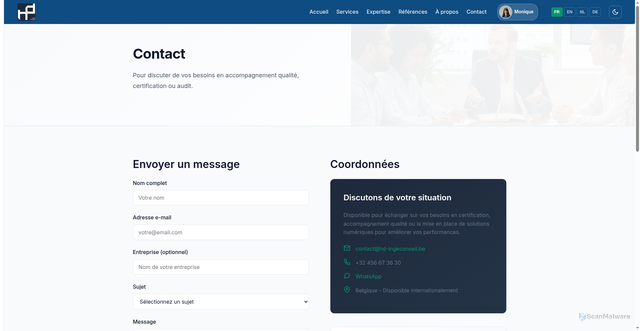 Security scan screenshot of https://hd-ingeconseil-be.pages.dev/contact.html