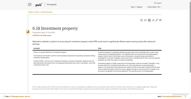 Security scan screenshot of https://viewpoint.pwc.com/content/pwc-madison/ditaroot/us/en/pwc/accounting_guides/ifrs_and_us_gaap_sim/ifrs_and_us_gaap_sim_US/chapter_6_assetsnonf_US/619_investment_prope_US.html