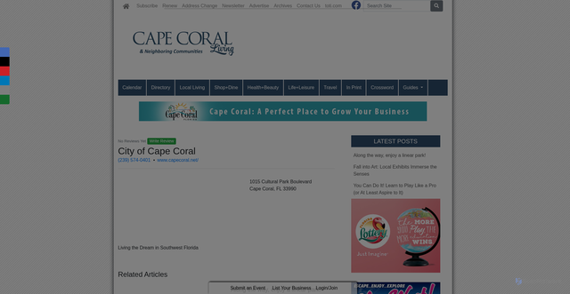 Security scan screenshot of https://www.capecorallivingmagazine.com/businesses/fl-cape-coral-city-of-cape-coral