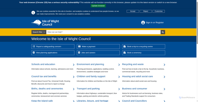 Security scan screenshot of https://www.iow.gov.uk/