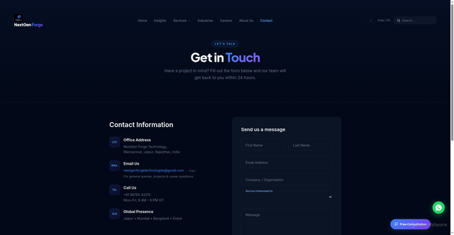 Security scan screenshot of https://nextgenforge.live/contact.html