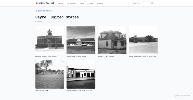 Security scan screenshot of https://archiveproject.com/place/sayre-united-states-5847