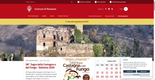 Security scan screenshot of https://www.comune.rossana.cn.it/