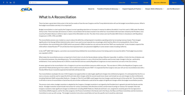 Security scan screenshot of https://www.cwla.org/what-is-a-reconciliation/