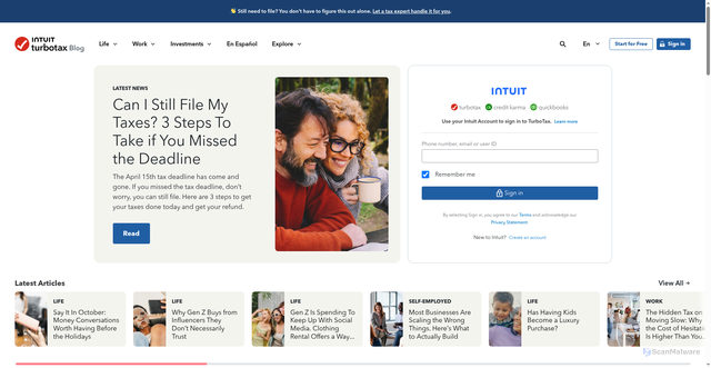 Security scan screenshot of https://blog.turbotax.intuit.com