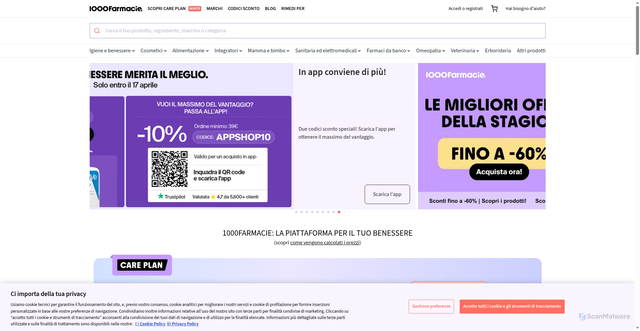 Security scan screenshot of https://1000farmacie.it