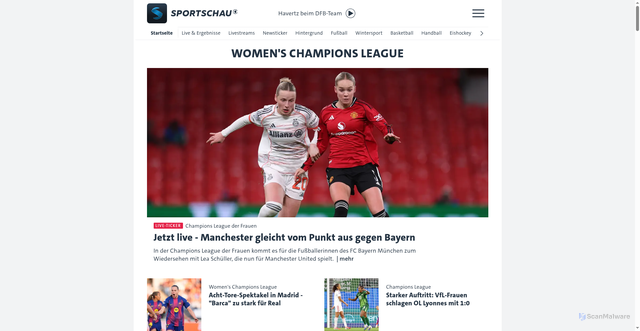 Security scan screenshot of https://www.sportschau.de