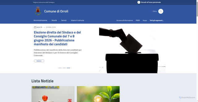 Security scan screenshot of https://www.comune.orroli.ca.it