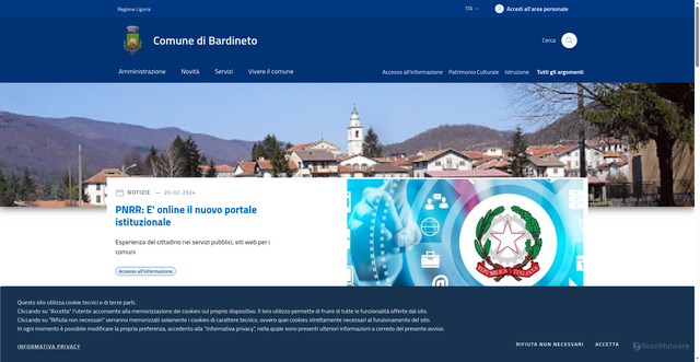 Security scan screenshot of https://www.comune.bardineto.sv.it/