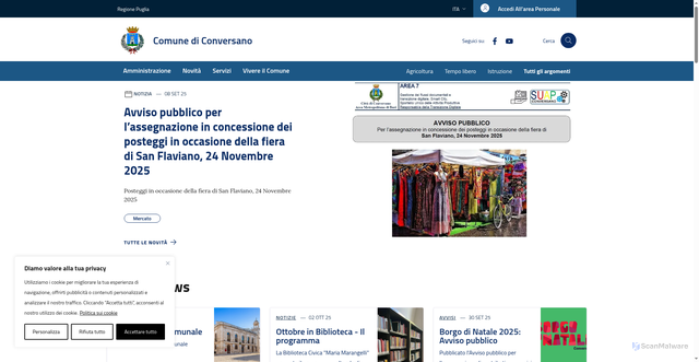 Security scan screenshot of https://www.comune.conversano.ba.it/