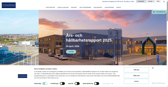 Security scan screenshot of https://stendorren.se