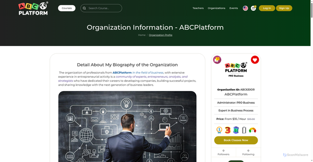 Security scan screenshot of https://abcplatform.com/organizations/profile/ABC630OR/ABCPlatform