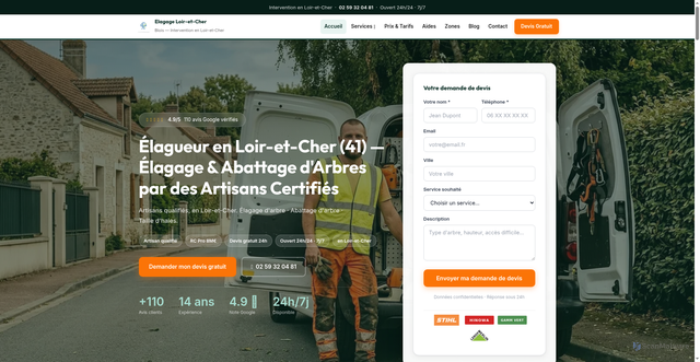 Security scan screenshot of https://elagage-loir-et-cher.fr/