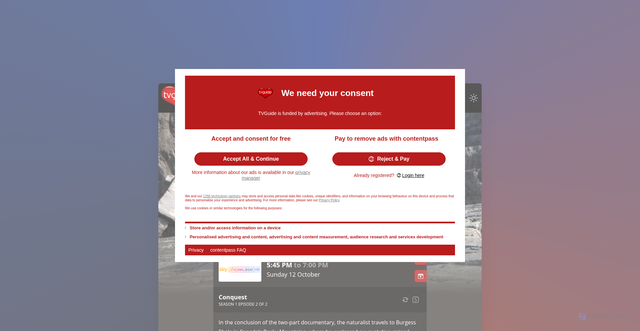 Security scan screenshot of https://www.tvguide.co.uk/schedule/bdc6f4fc-f398-53fb-af4f-9df8f551ded4/david-attenboroughs-first-life