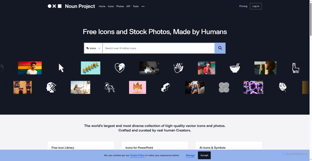 Security scan screenshot of https://thenounproject.com/