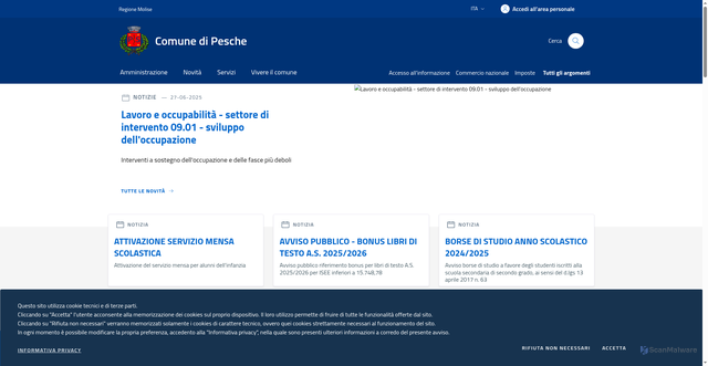 Security scan screenshot of https://www.comune.pesche.is.it/